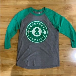 Doughnuts and deadlifts baseball tee